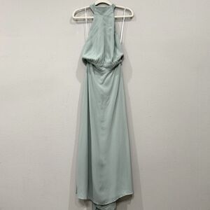 Reformation Halter Maxi Dress Celadon Georgette Gown‎ Size 4